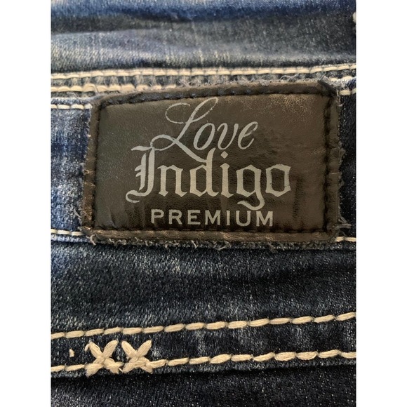 LOVE INDIGO PREMIUM Womens Capri Denim Jeans SIZE 12 Blue Cotton Poly Spandex - Picture 8 of 9